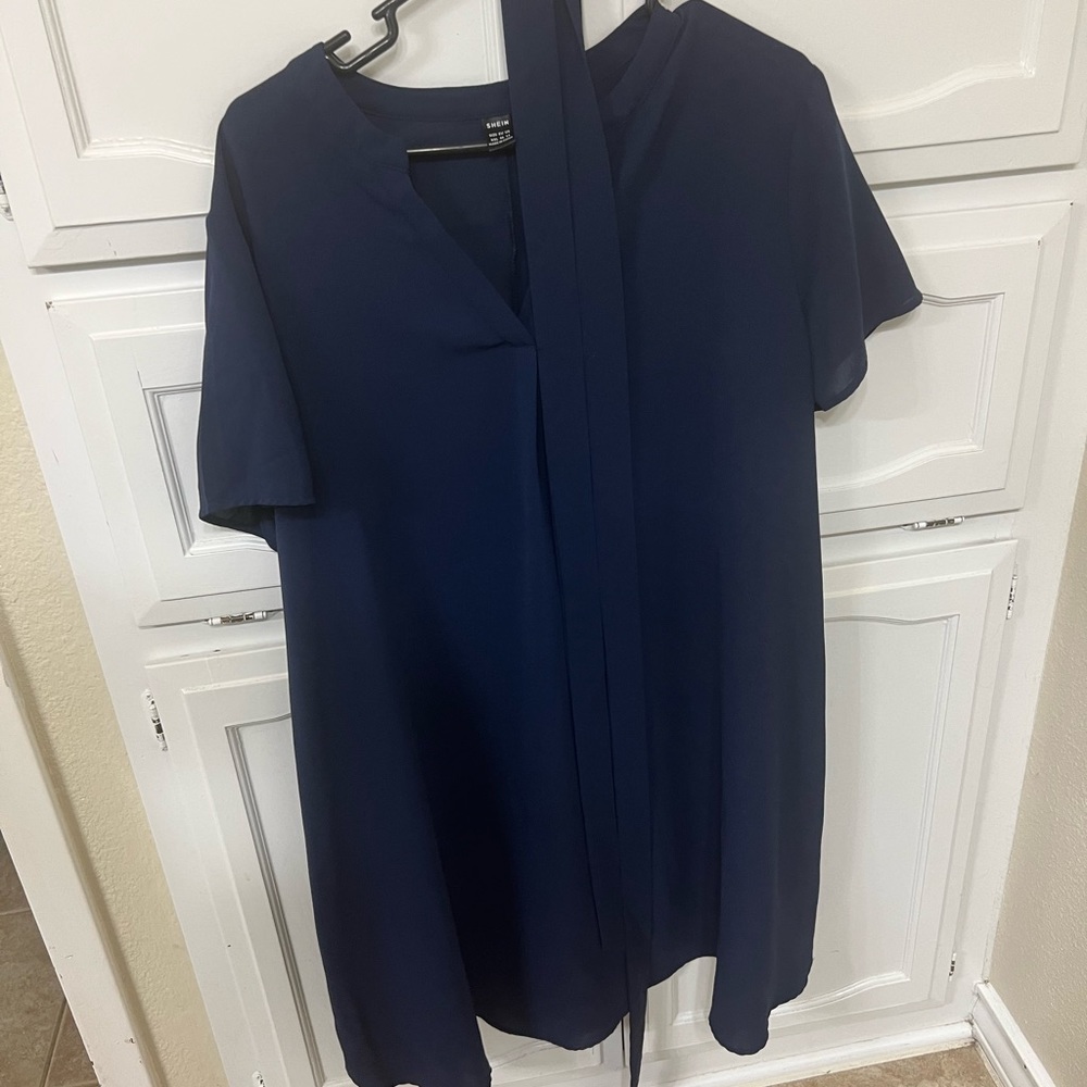 Navy Dress with Tie
